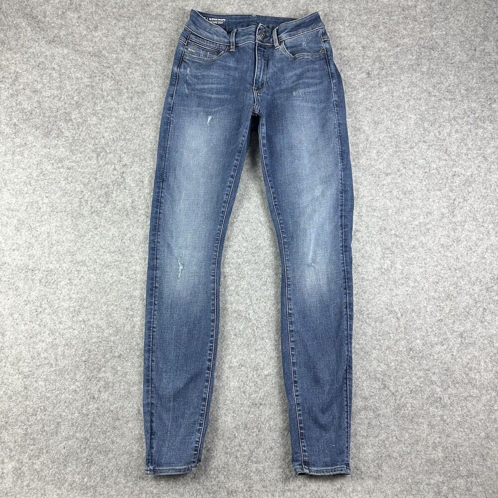 G Star Shape High Super Skinny Jeans Womens 28 Raw Premium Destroy Slim Stretch
